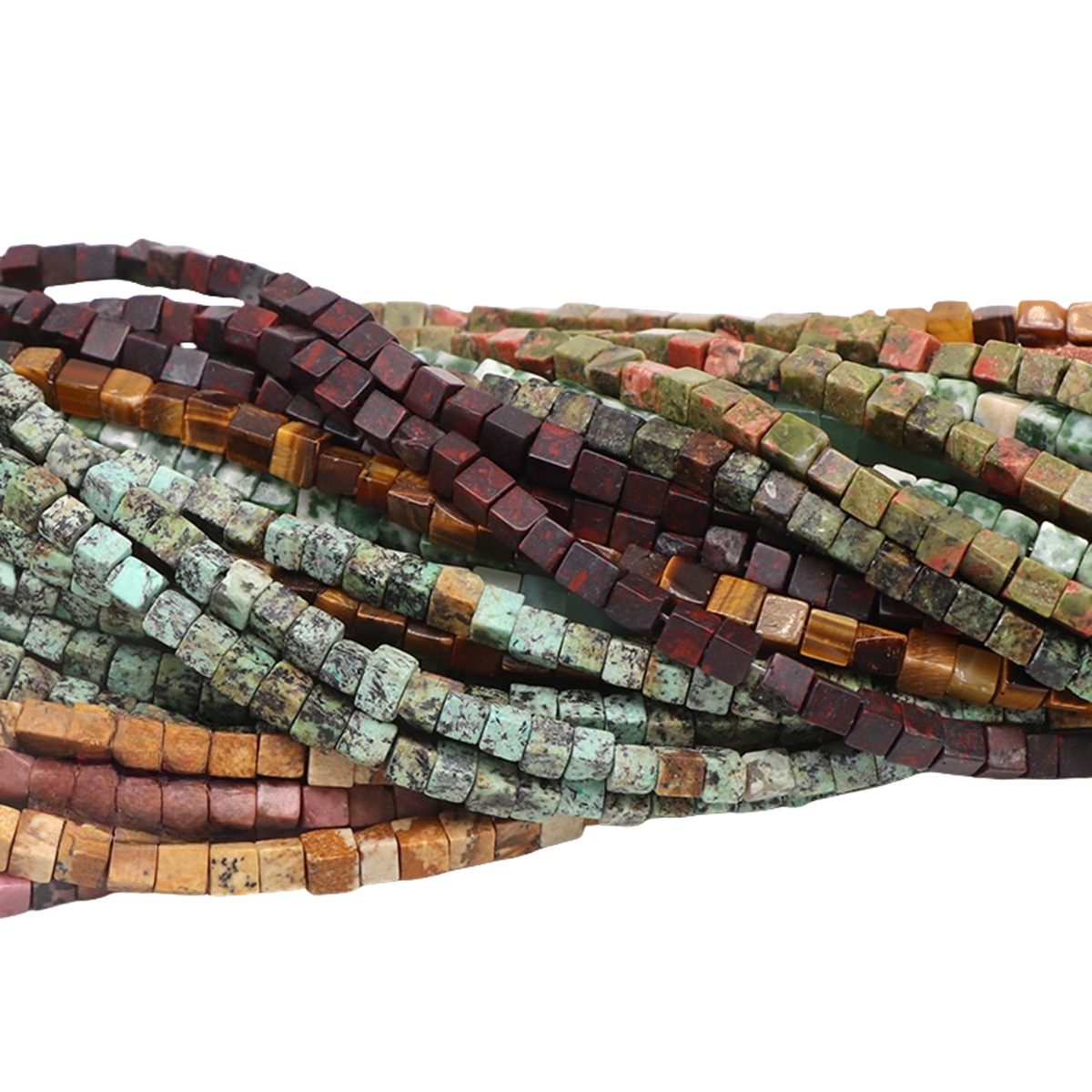 4MM Loose Natural Gemstone Cube Beads for Making Jewelry  (Approx 88PCS/Strand)