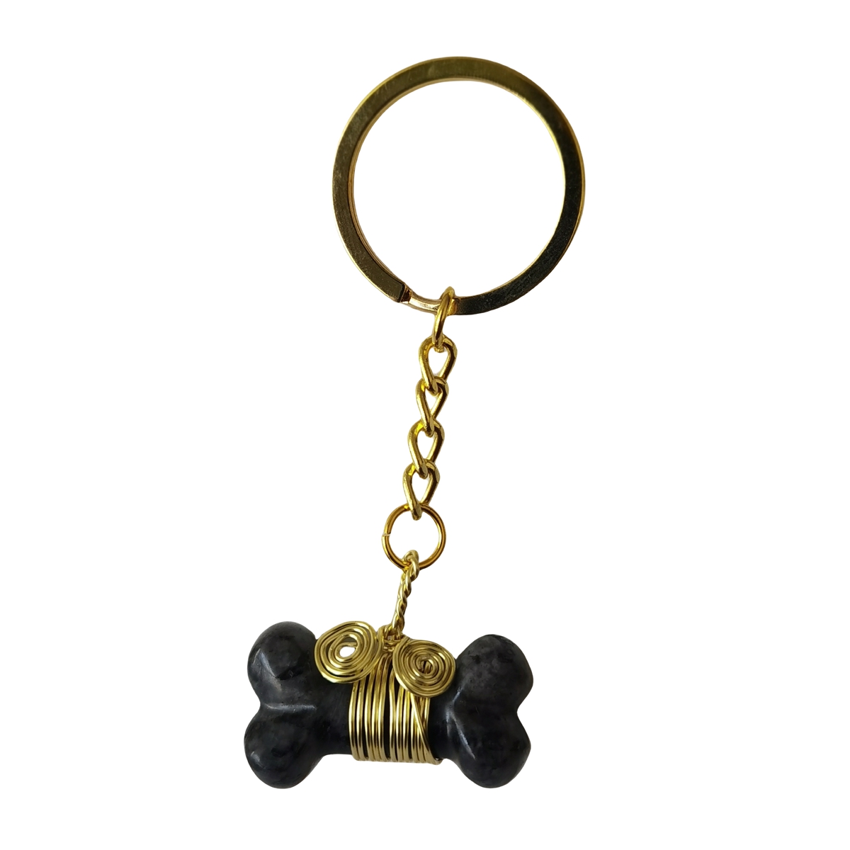 Natural Gemstone Bone Shape Pendant Healing Reiki Gem Keychain Pet Ornaments Balanced Pacification Hand Carving Bone Ornaments Dog Lovers KC1632G