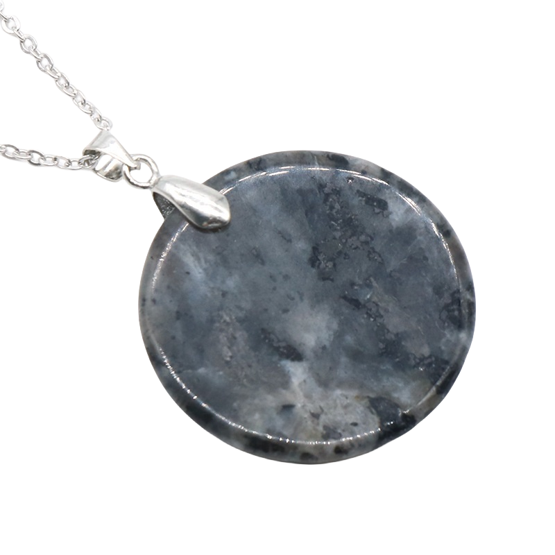 Round Disc Gemstone Pendant Necklace 30MM Healing Chakra Lucky Donut Coin Circle SN1453