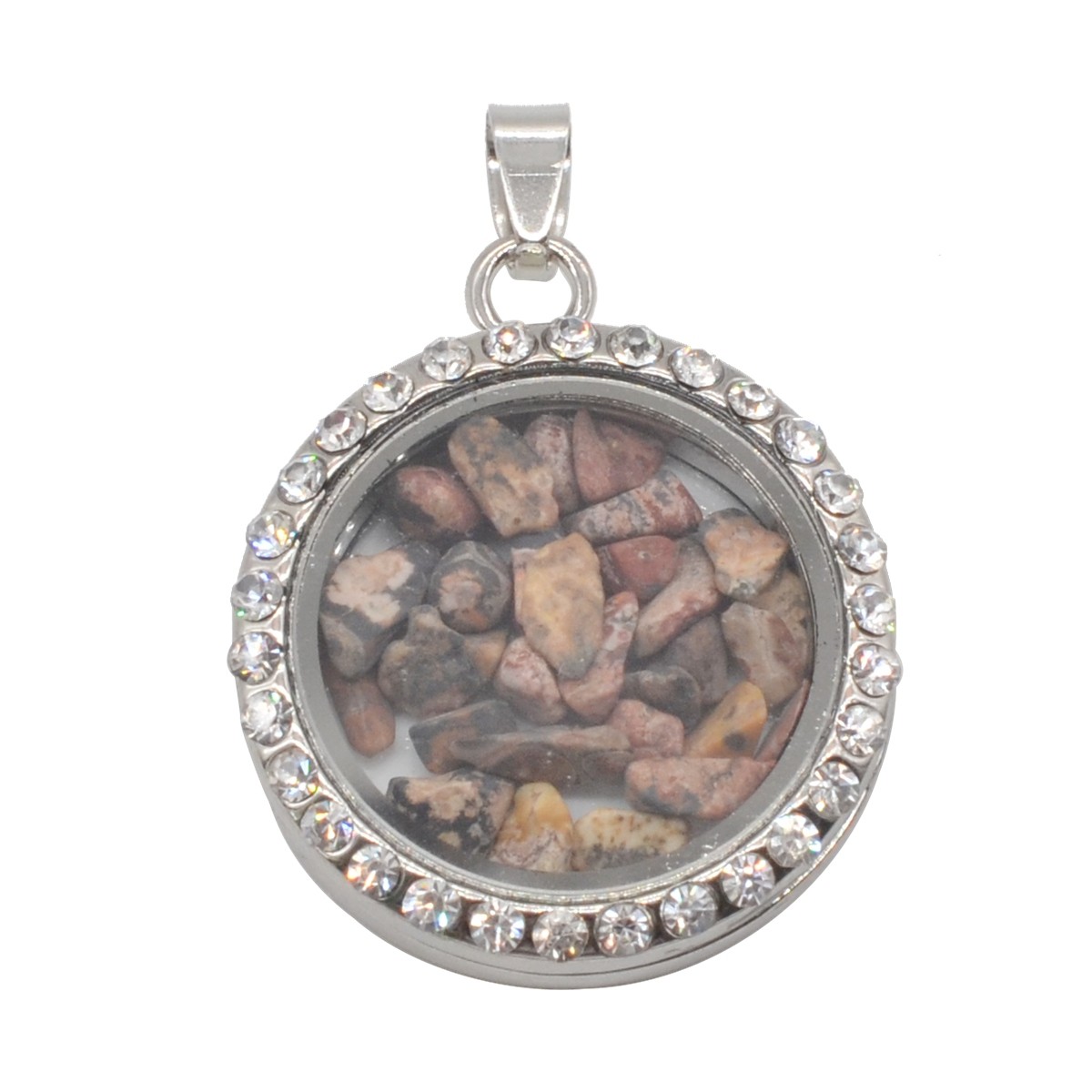 Natural Raw Gemstone 30MM Living Floating Memory Glass Locket Pendant Necklace 24" Chain