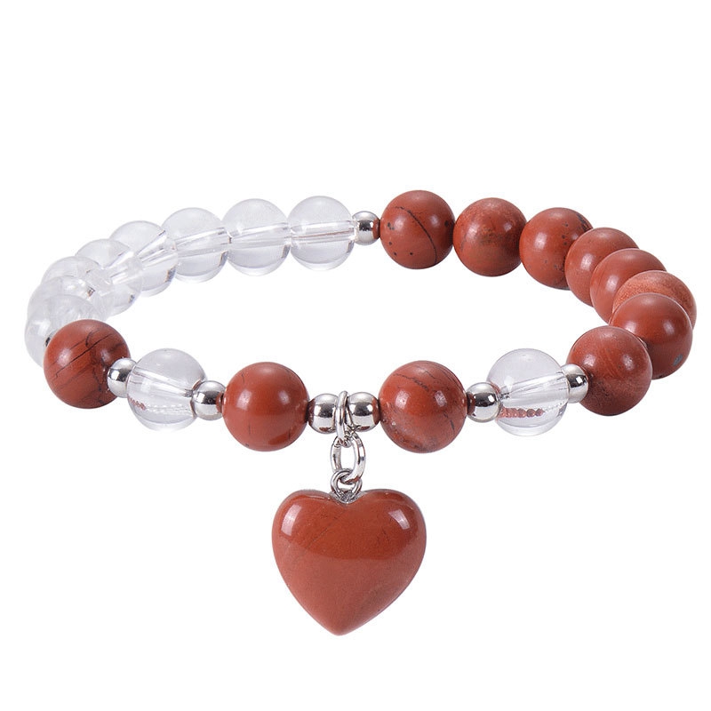 Healing Chakra Heart Stone Bracelet 8mm Beads Stretch Bangle Jewelry for Women SB2029