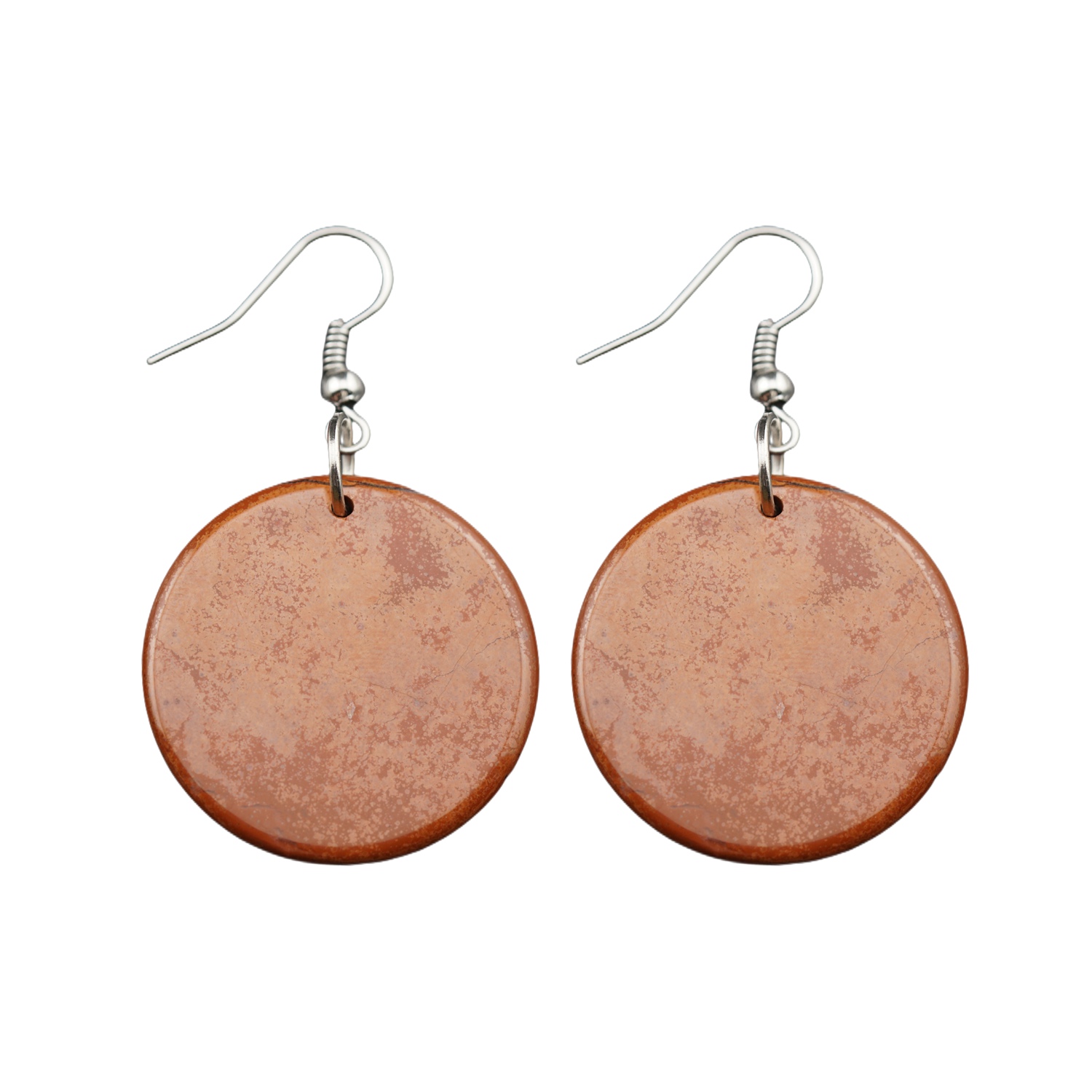 Gemstone Disc Dangle Earrings for Women Healing Chakra Crystal Lucky Circle Donut Coin SE1453S