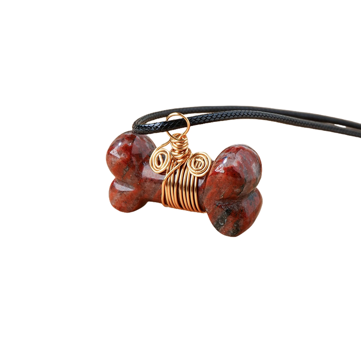 Natural Gemstone Bone Shape Pendant Healing Reiki Gem Necklace Pet Ornaments Balanced Pacification Hand Carving Bone Ornaments Dog Lovers