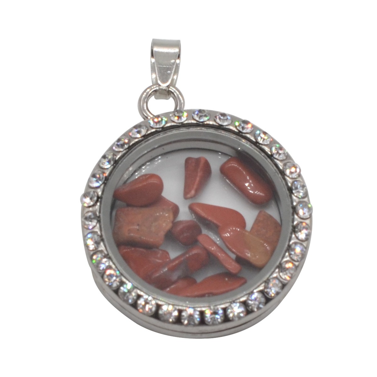 Natural Raw Gemstone 30MM Living Floating Memory Glass Locket Pendant Necklace 24" Chain