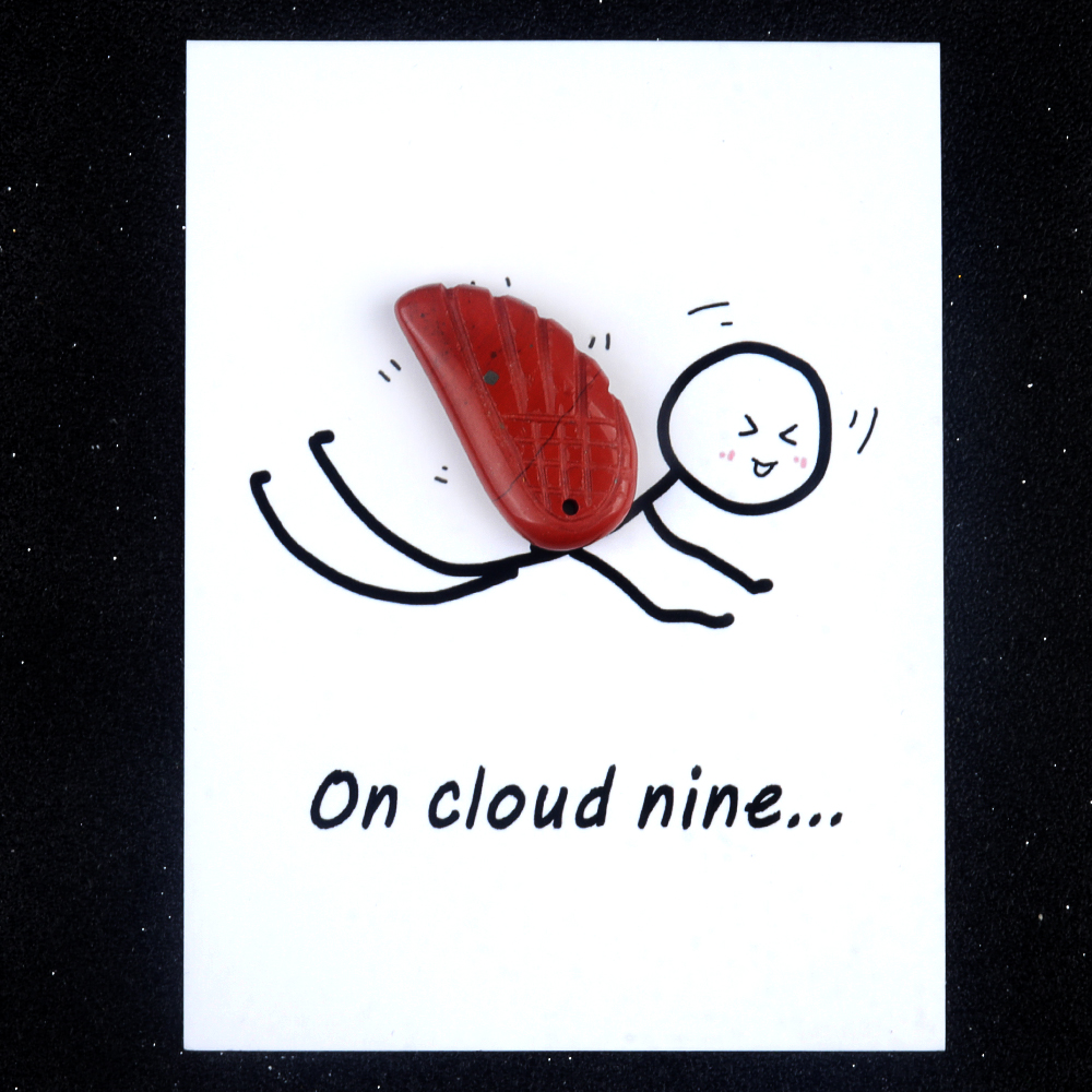 Handmade Craved Gemstone Wing Pendant SP0677-16X30MM Card Packing