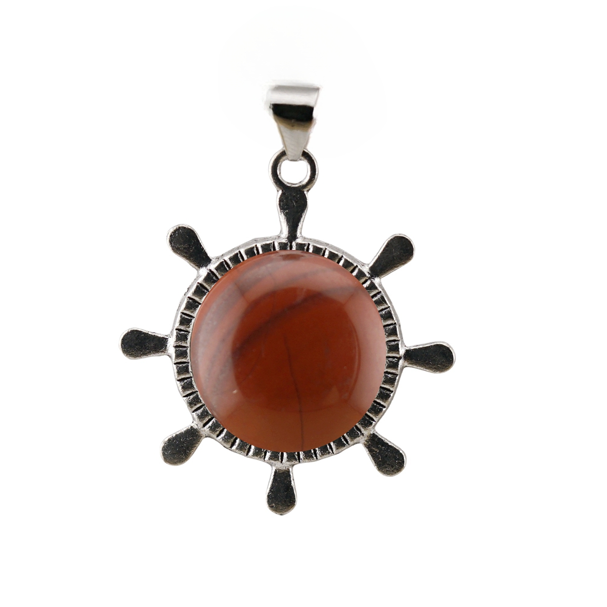Silver Alloy Rudder Gemstone Pendant for Making Jewelry with 20MM Stone Cabs Steering wheel