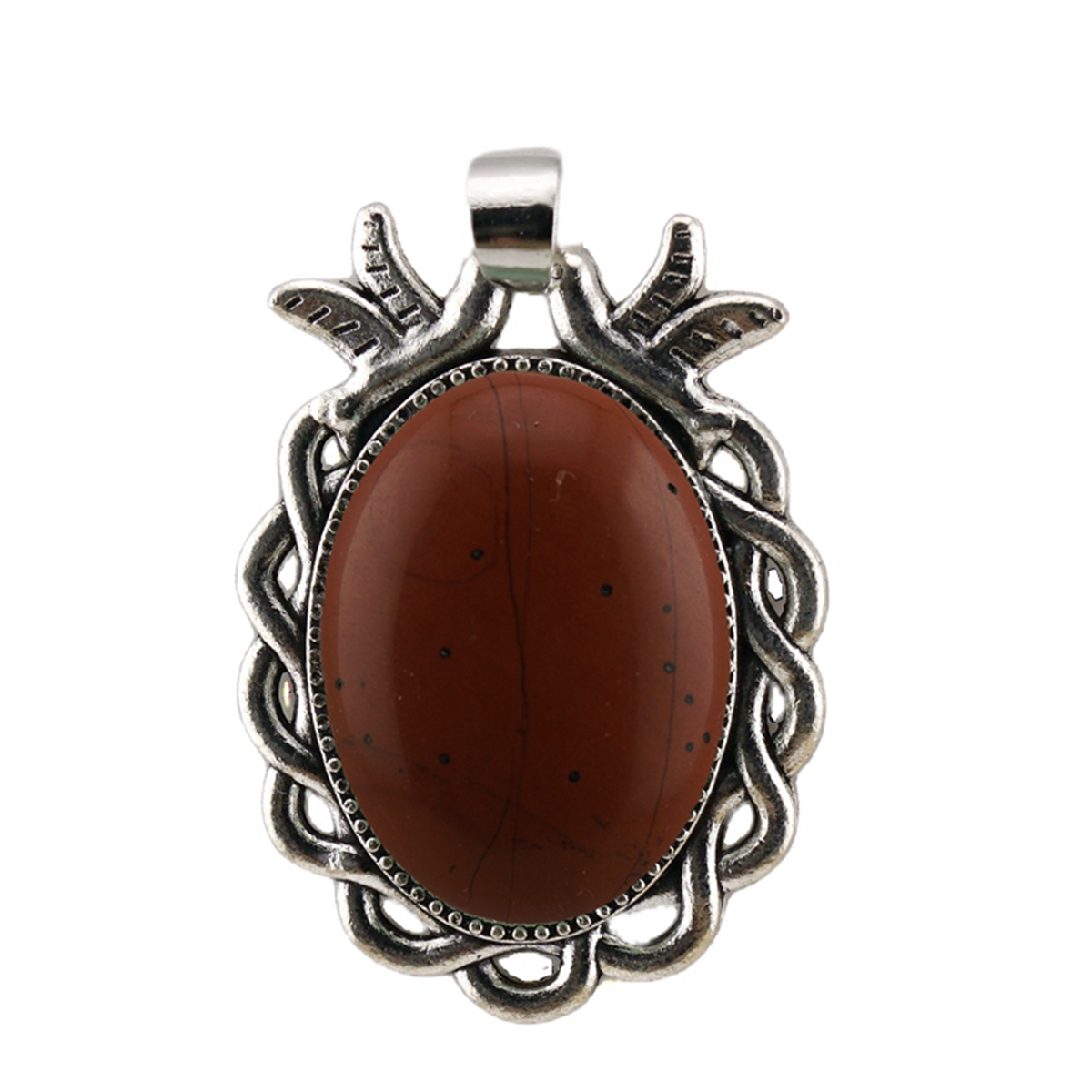 Natural Gemstone Pendant for Making Jewelry with 18x25MM Stone Cabs  Silver Alloy Accessories