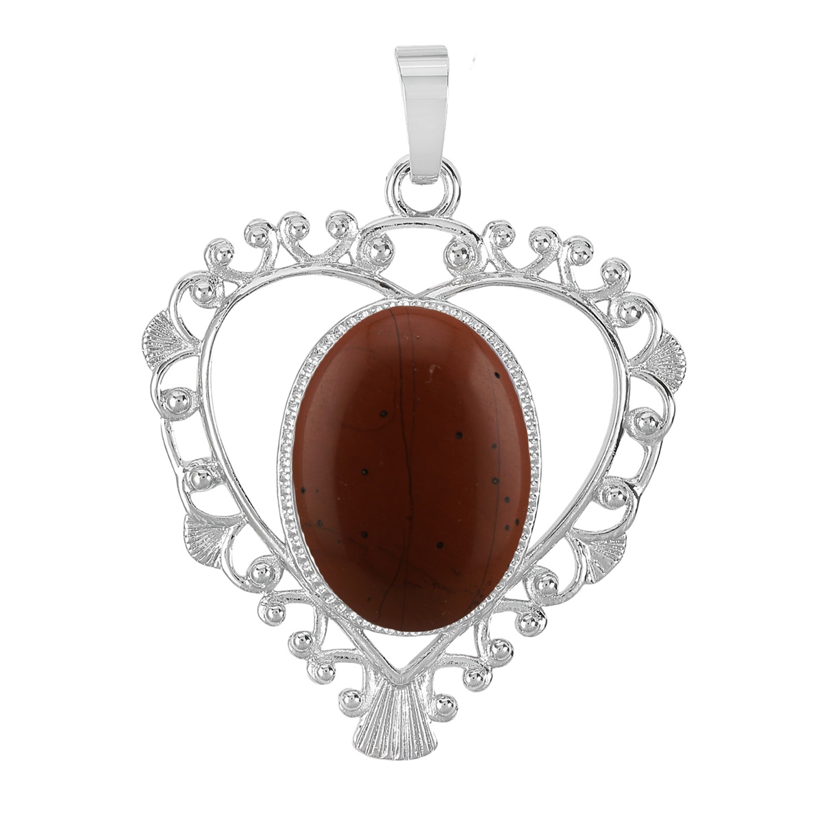 Silver Love Heart Pendant 35x46mm for Making jewelry necklace with 15x18MM natural Gemstone CABs