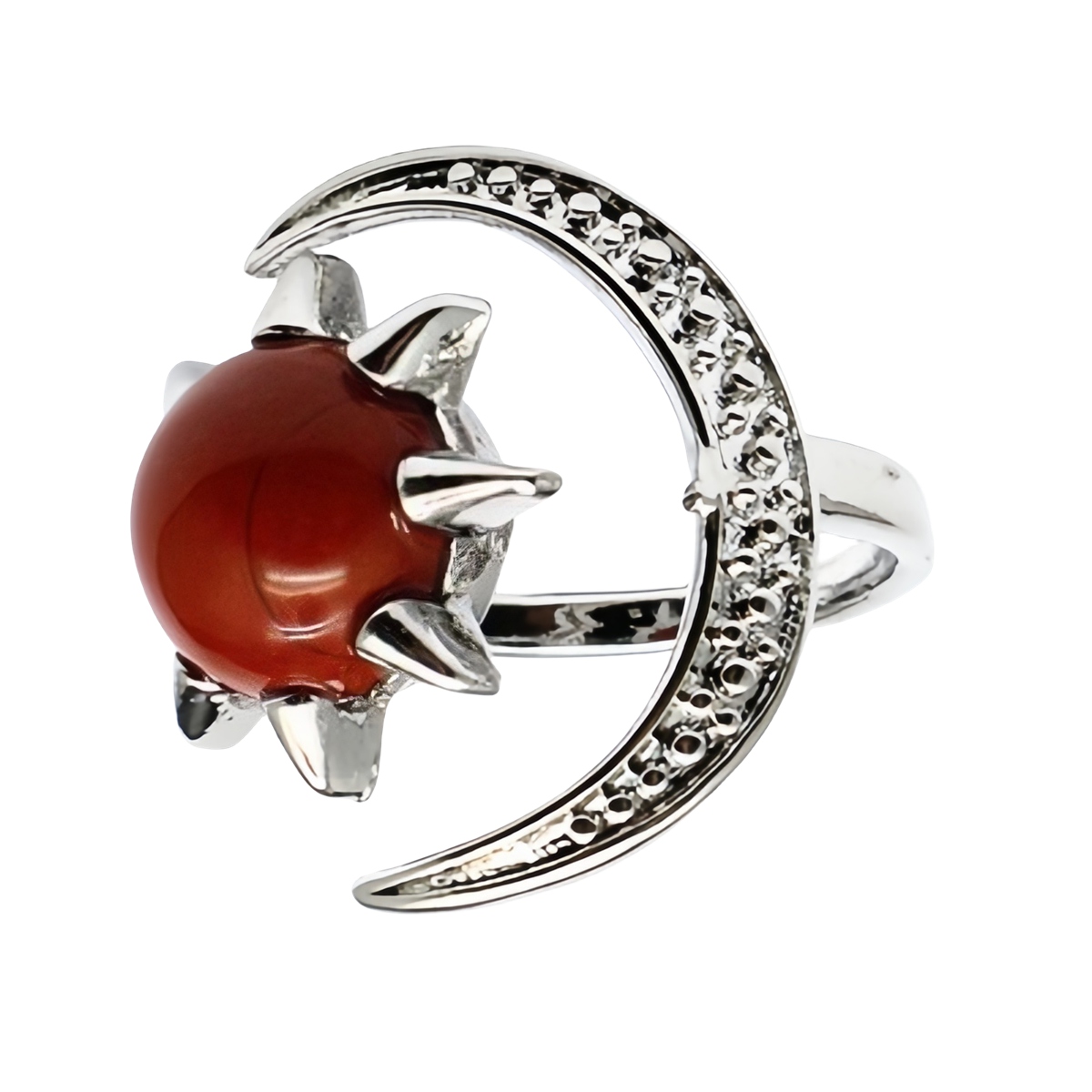 Moon Stone Rings for Women Men Adjustable Healing Crystal Ring Copper Plated White Gold Horse Eye Gemstone  SR0132S