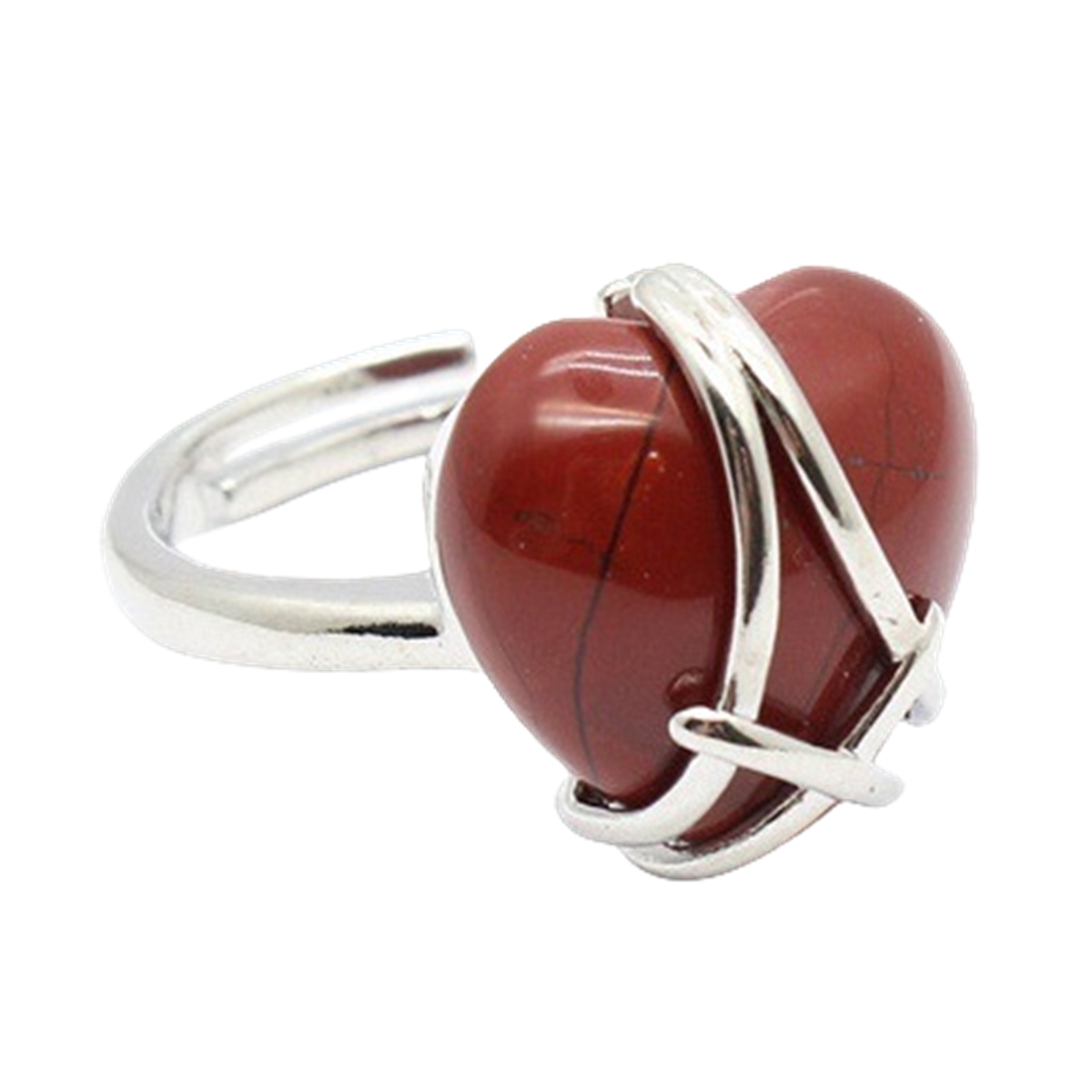 Silver Bowknot Heart Stone Rings for Women Men Adjustable SR0141S