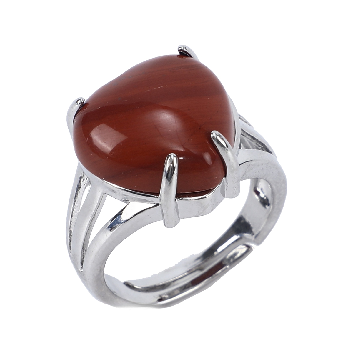 Silver Heart Stone Rings for Women Men Adjustable  SR0144S
