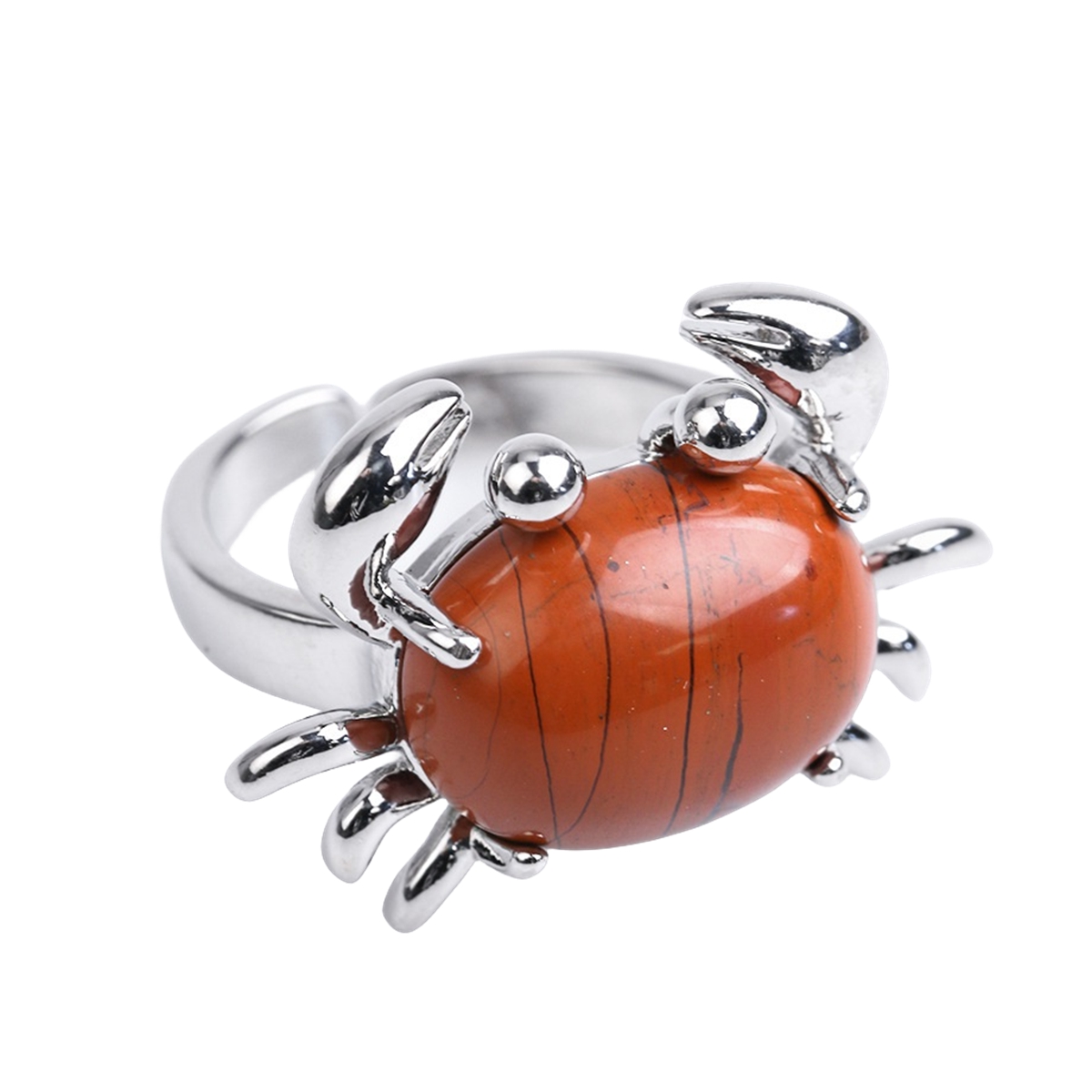 Silver Crab Stone Rings for Women Men Adjustable SR0146S