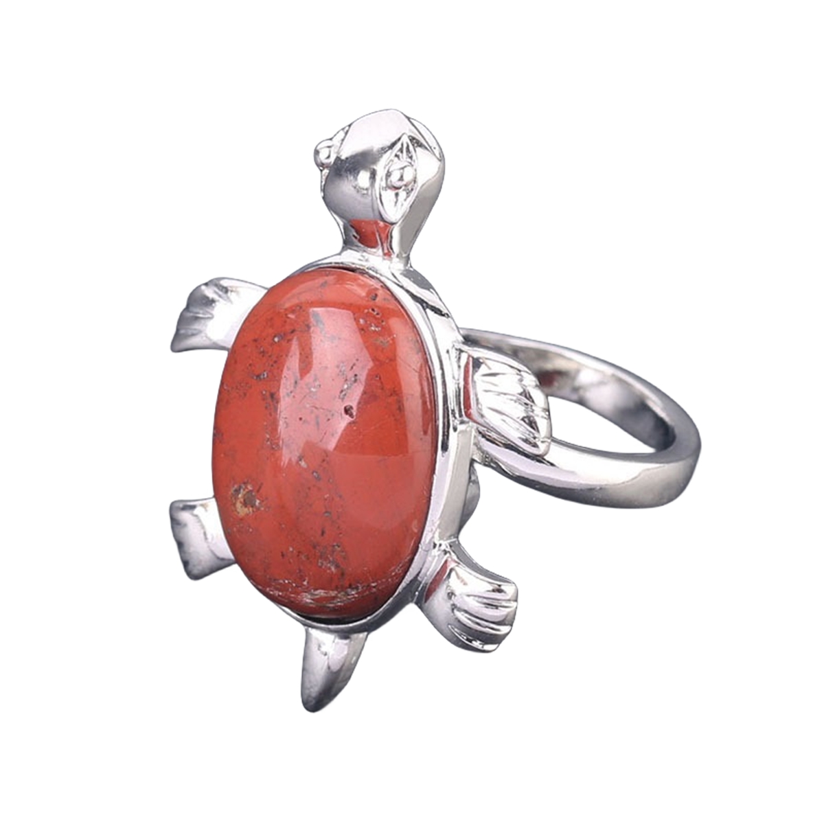 Silver Turtle & Tortoise Stone Rings for Women Men Adjustable  SR0148S