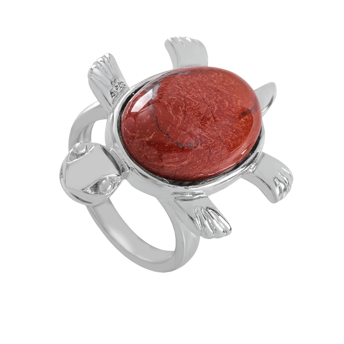Silver Turtle & Tortoise Stone Rings for Women Men Adjustable  SR0148S