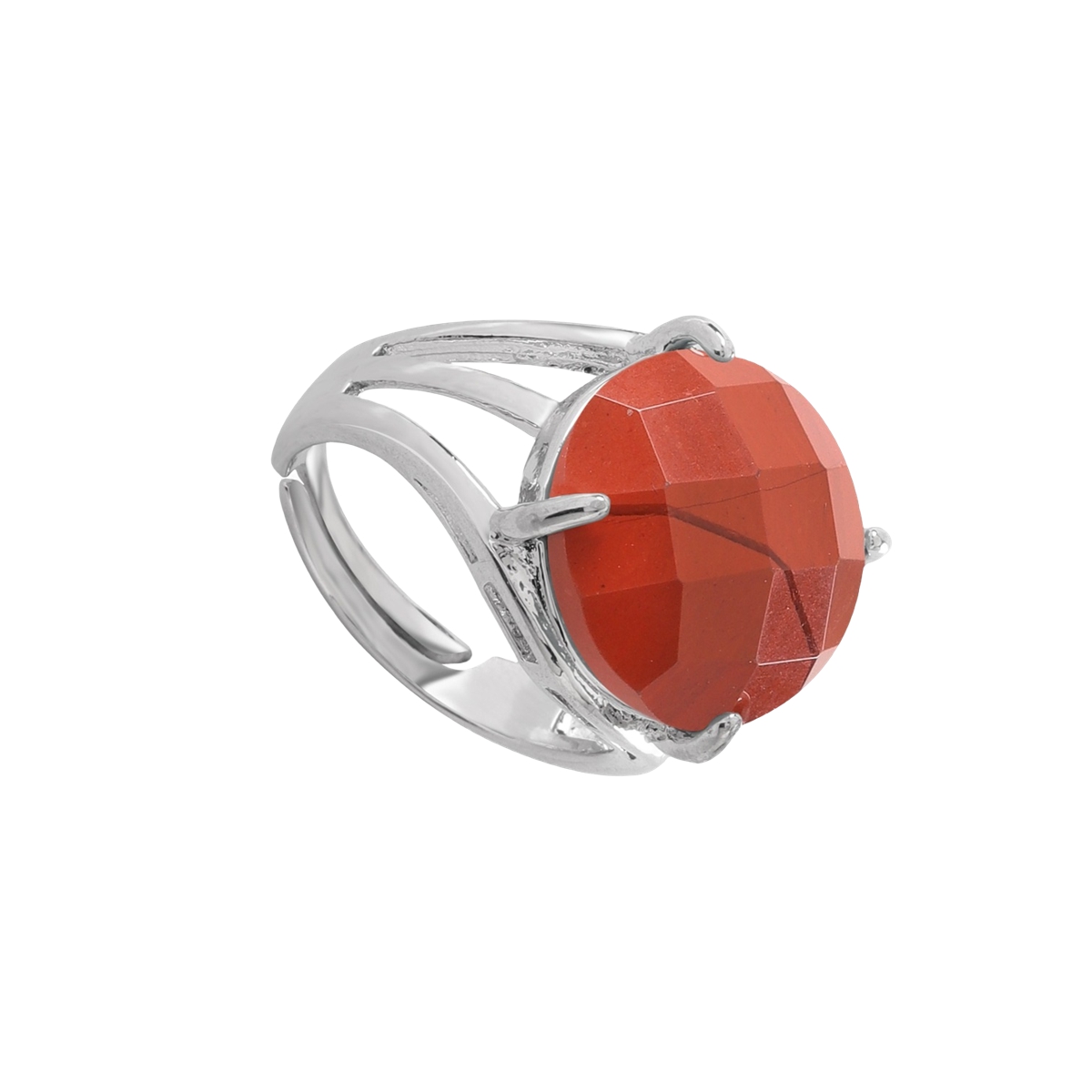 Silver Stone Rings for Women Men Adjustable  16MM Faceted CAB Gemstone SR0153S  