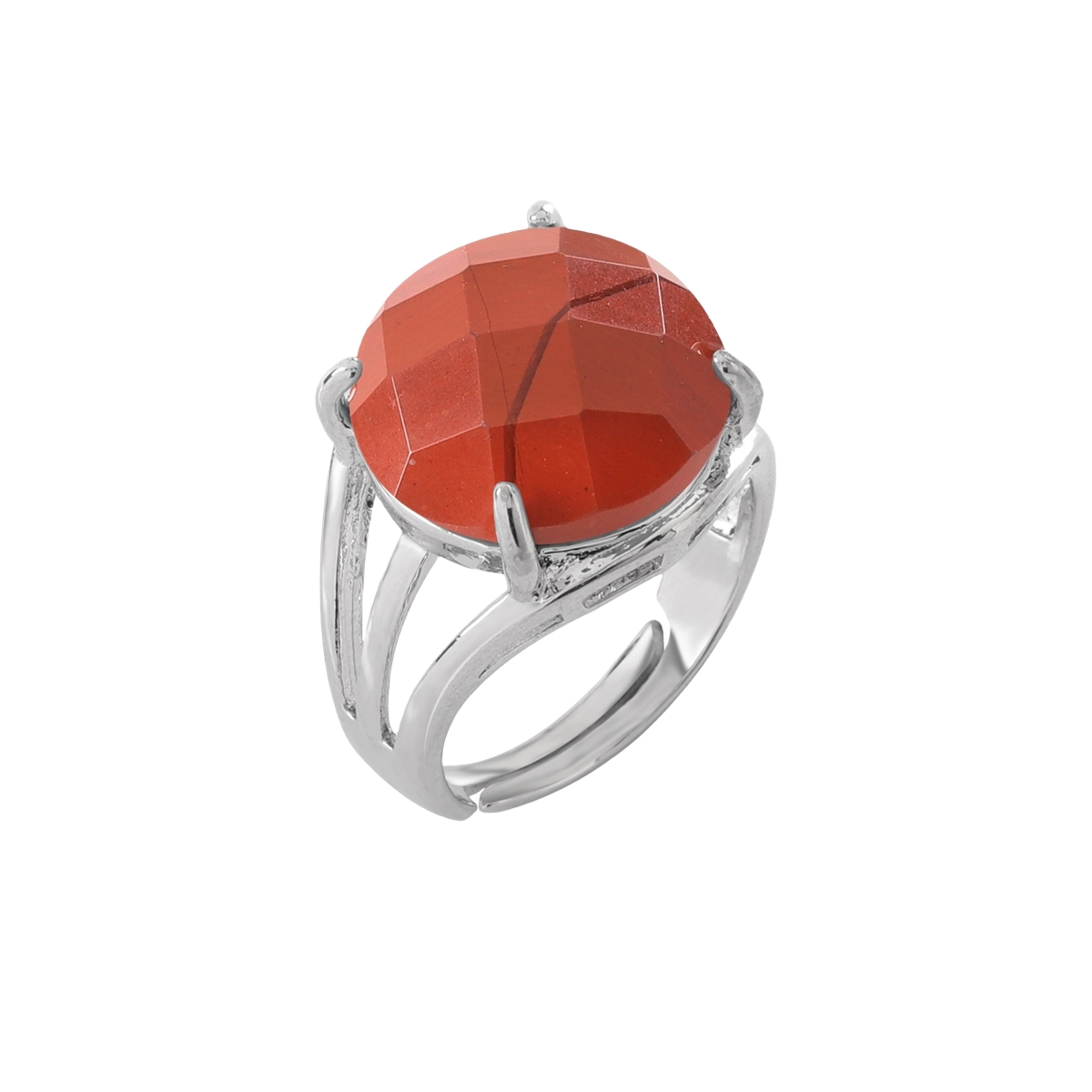 Silver Stone Rings for Women Men Adjustable  16MM Faceted CAB Gemstone SR0153S  