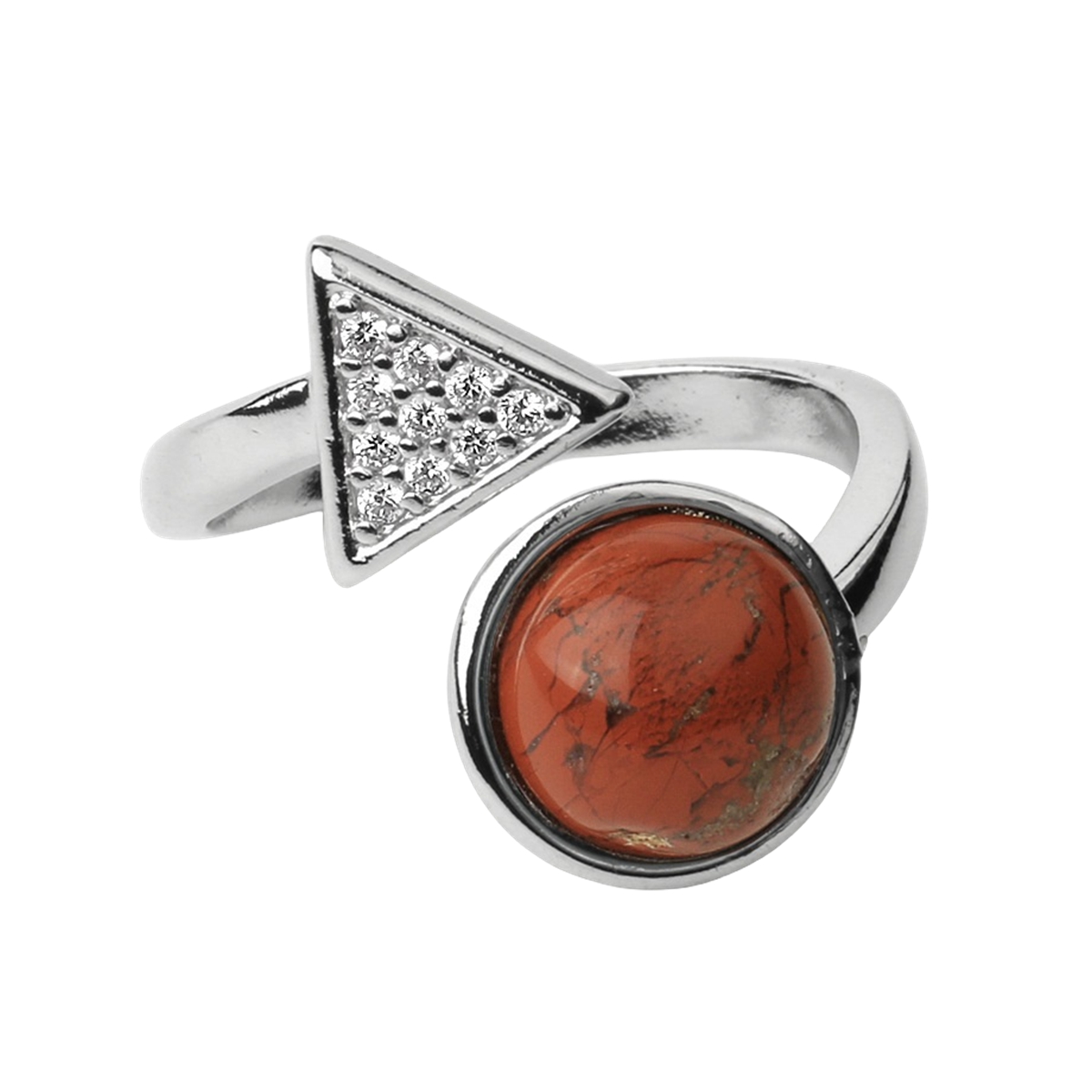 Natural Stone Triangle Rings 10MM Round Shaped Gemstone Jewelry For Women Anniversary Birthday Wedding Gift SR0159S