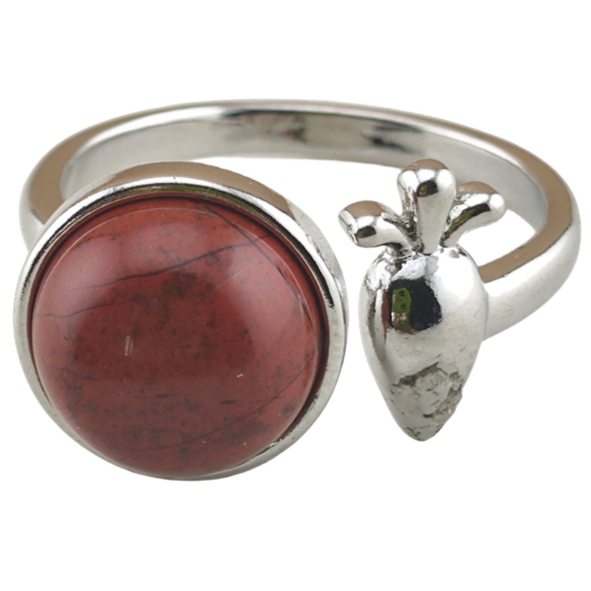 Silver Carrot Stone Rings for Women Men Adjustable 10MM Round Gemstone CAB SR0173S