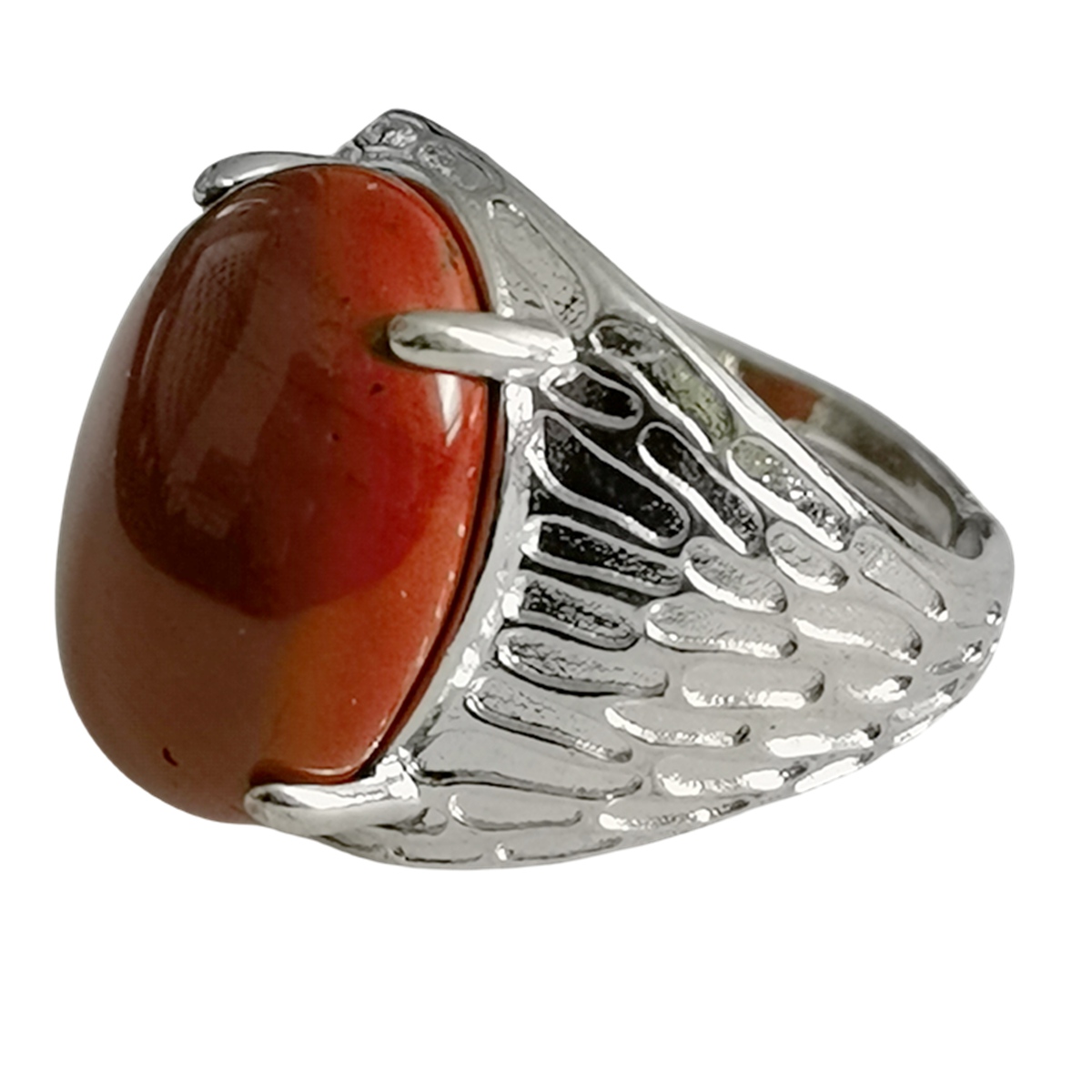 Silver Stone Rings for Women Men Adjustable 13x18MM Oval Gemstone CAB SR0183S