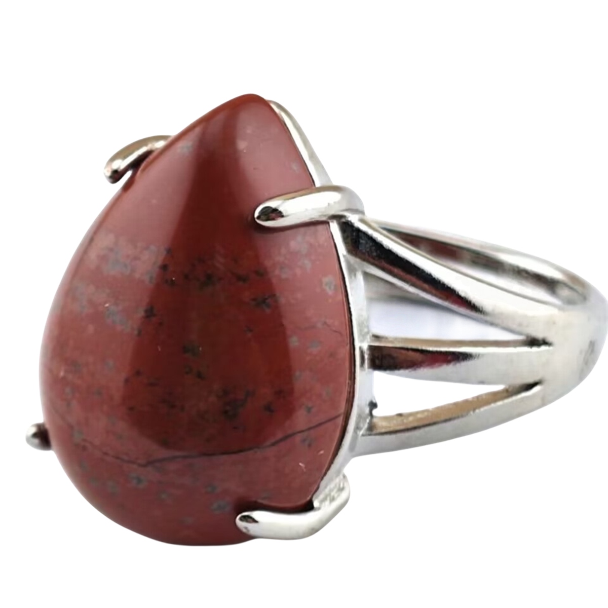 Silver Stone Rings for Women Men Adjustable 13x18MM Teardrop Gemstone Cabochons SR0185S