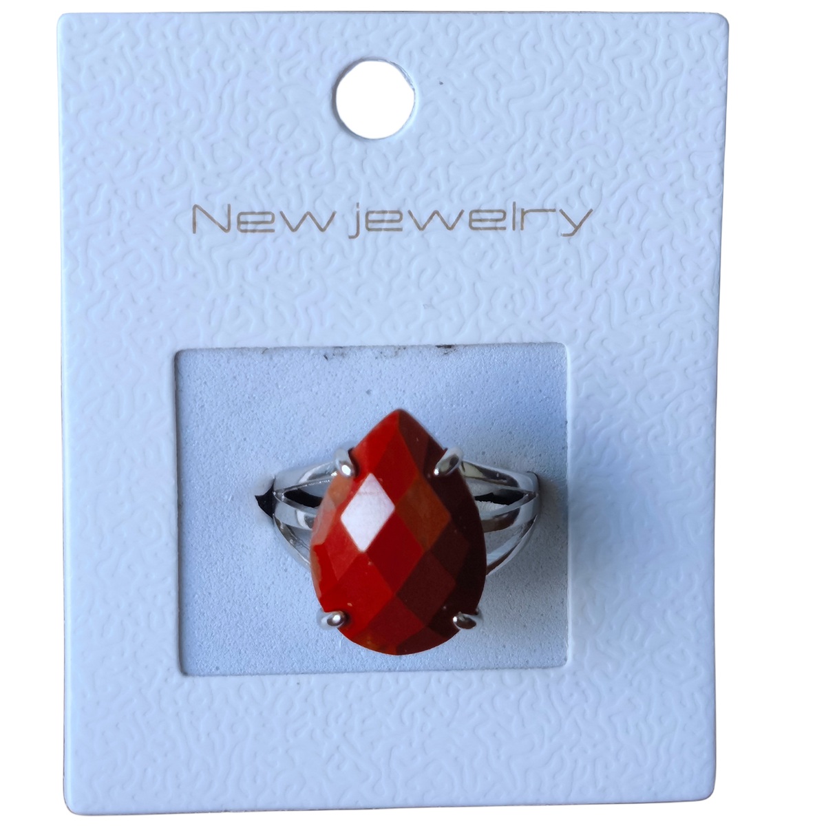 Silver Stone Rings for Women Men Adjustable 13x18MM Faceted Teardrop Gemstone Cabochons SR0187S