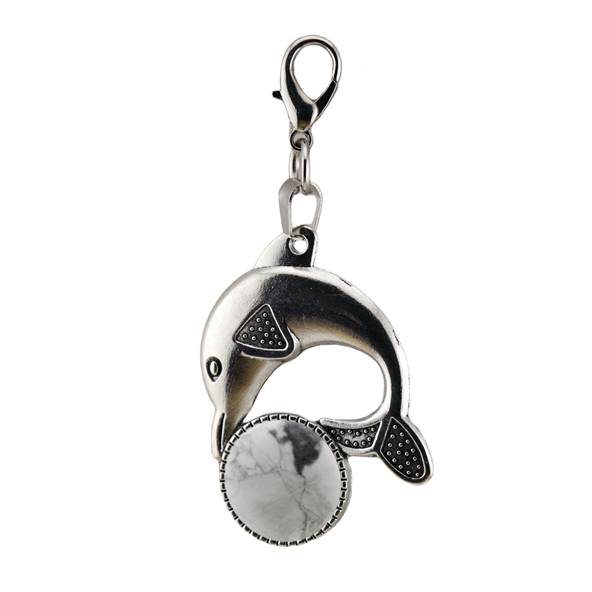 Natural Stone Dolphin Charm Pendant Dangle Charms with Lobster Clasps