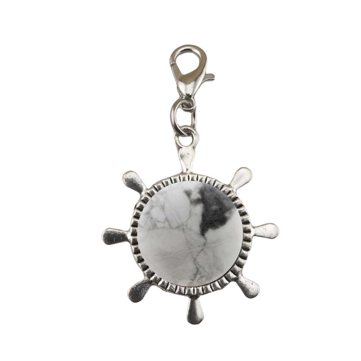 Silver Rudder Gemstone Pendant  Dangle Charms with Lobster Claw Clasp for Valentine's Day Mother Wedding Keychain Jewelry Making