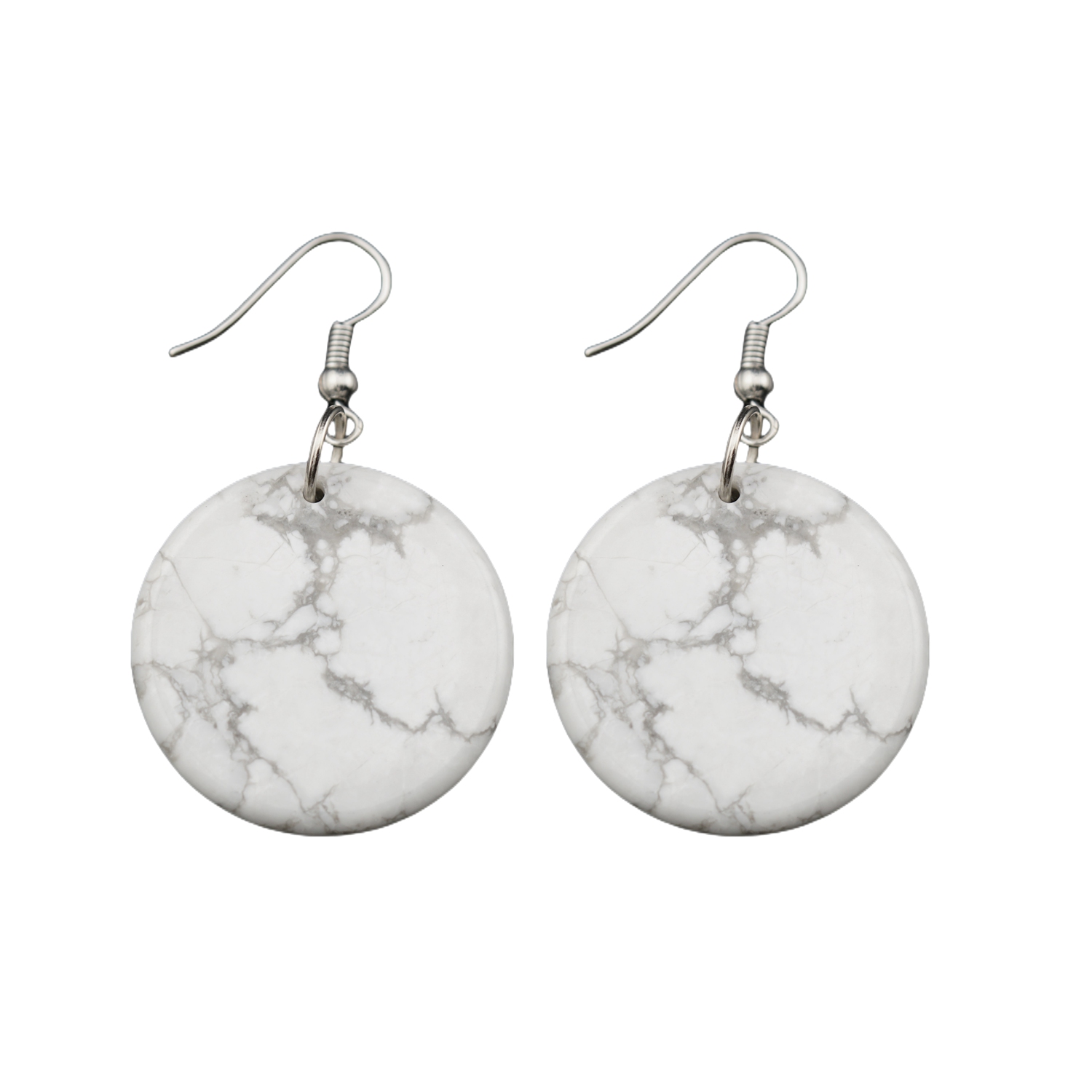 Gemstone Disc Dangle Earrings for Women Healing Chakra Crystal Lucky Circle Donut Coin SE1453S