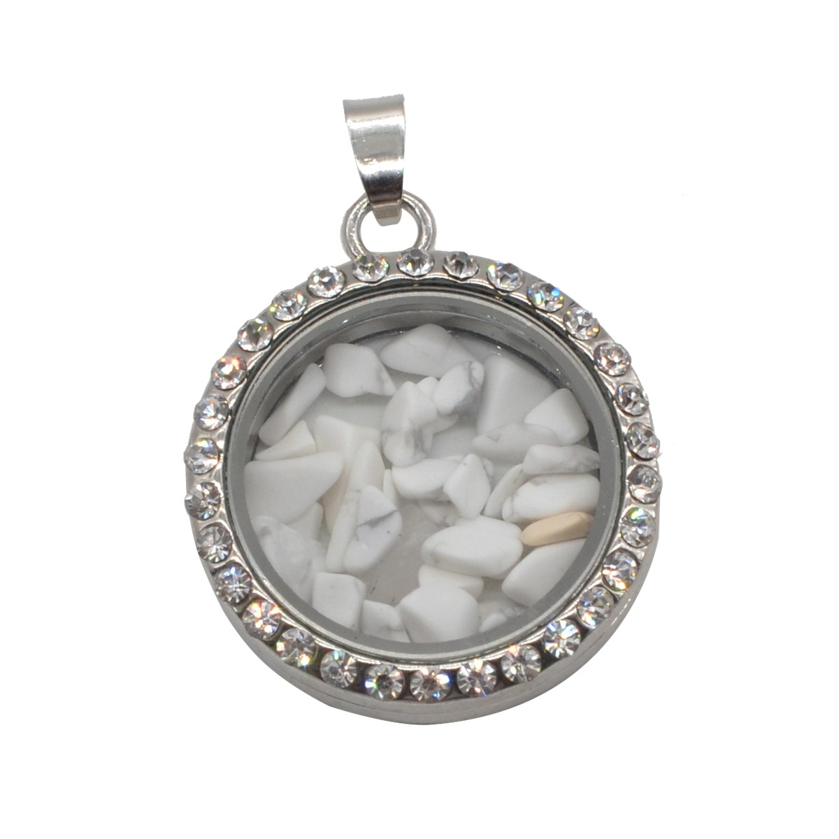 Natural Raw Gemstone 30MM Living Floating Memory Glass Locket Pendant Necklace 24" Chain