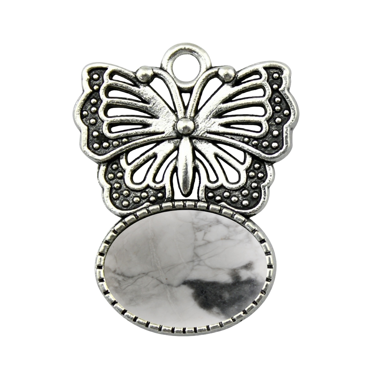 Silver Alloy Butterfly Gemstone Pendant for Making Jewelry with13x18MM Stone Cabs Steering wheel