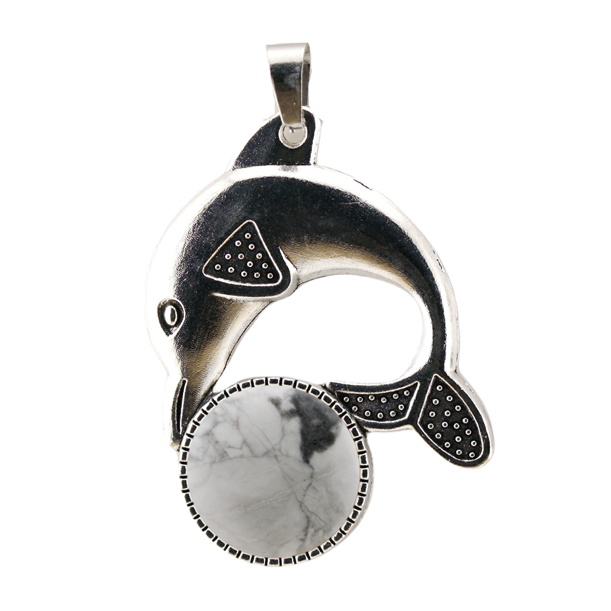 Silver Alloy Dolphin Gemstone Pendant for Jewelry Making Necklace Earrings