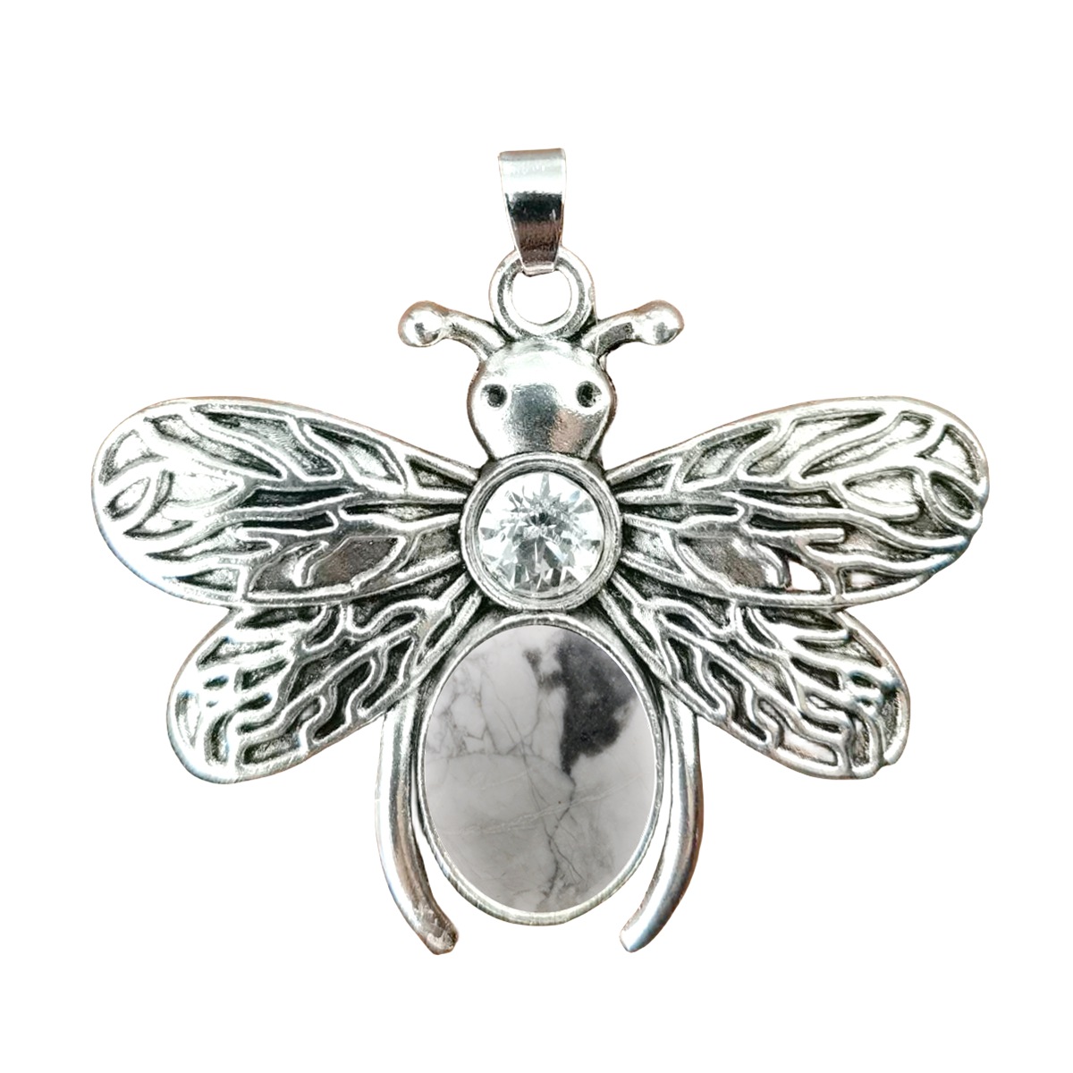 Silver Bee Gemstone Pendant for Making Jewelry 12x16MM Stone Cabs Animal 