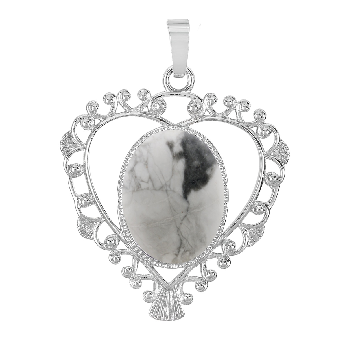 Silver Love Heart Pendant 35x46mm for Making jewelry necklace with 15x18MM natural Gemstone CABs