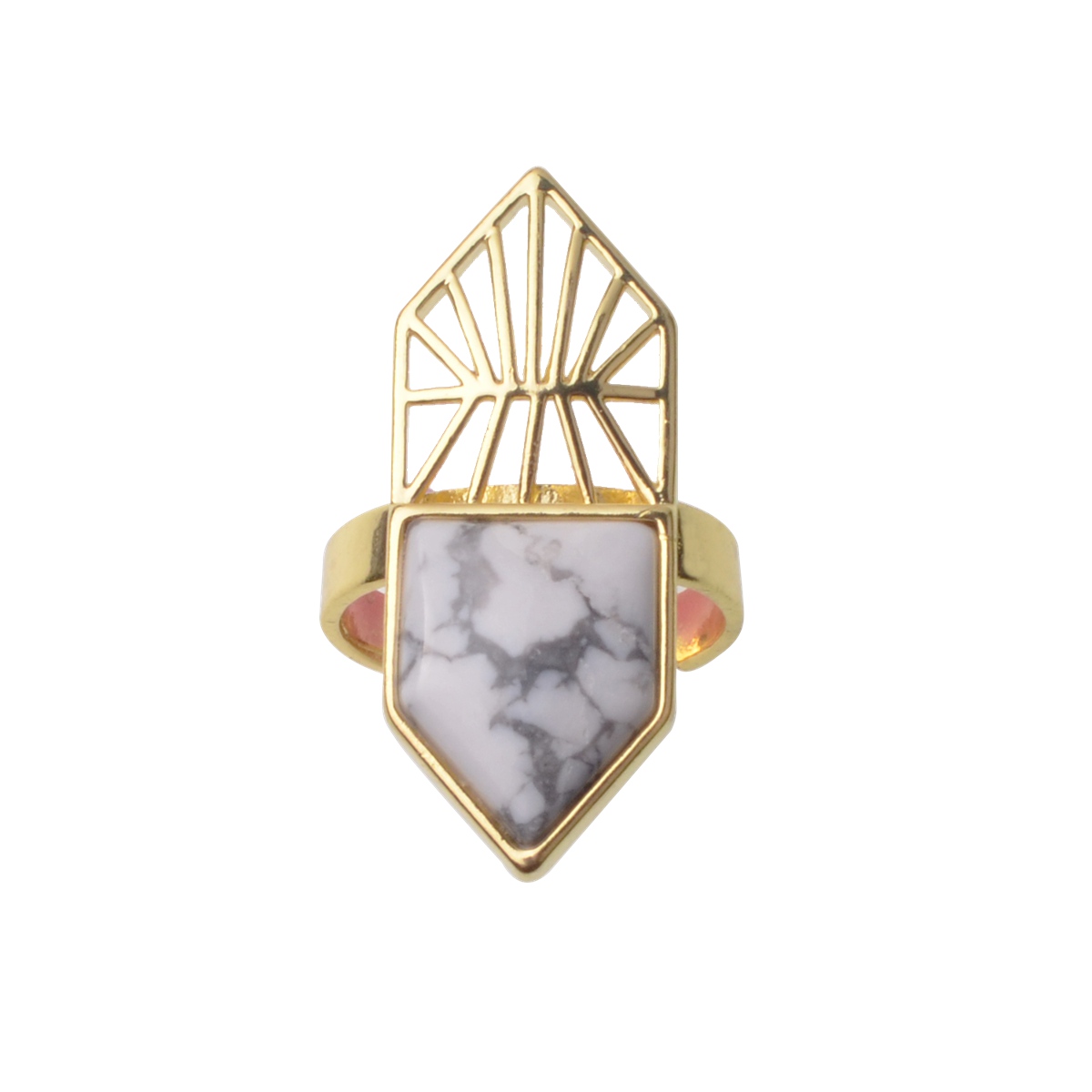 Gold Shield Gemstone Ring for Women Men 