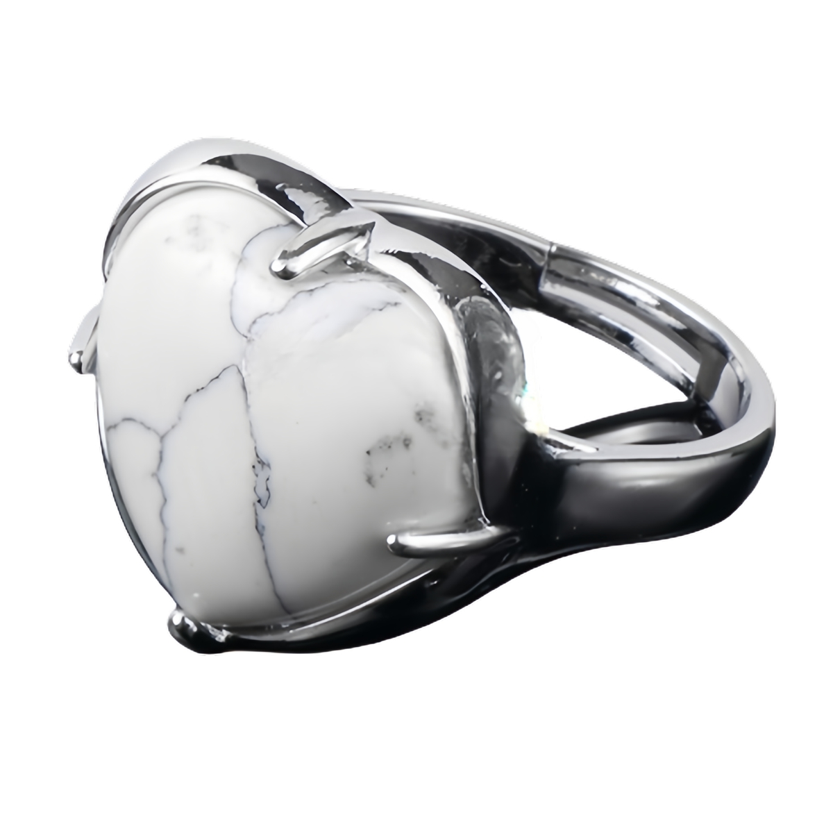Silver Heart Stone Rings for Women Men Adjustable  SR0141S