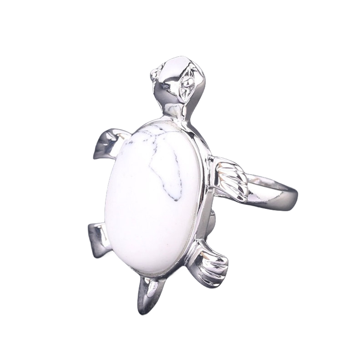 Silver Turtle & Tortoise Stone Rings for Women Men Adjustable  SR0148S