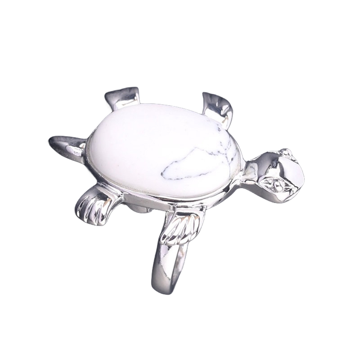 Silver Turtle & Tortoise Stone Rings for Women Men Adjustable  SR0148S