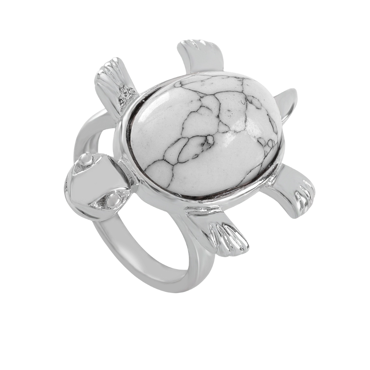 Silver Turtle & Tortoise Stone Rings for Women Men Adjustable  SR0148S