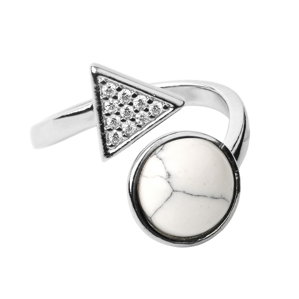 Natural Stone Triangle Rings 10MM Round Shaped Gemstone Jewelry For Women Anniversary Birthday Wedding Gift SR0159S