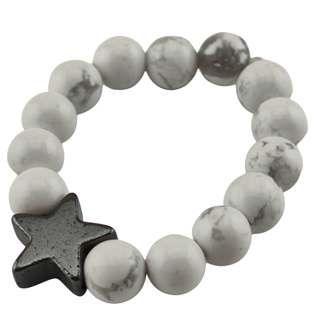 Natural Stone 4MM Round Beads Hematite Stars Stretch Rings SR0169B