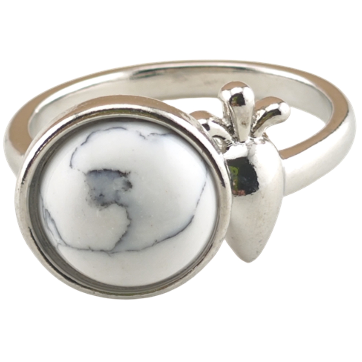 Silver Carrot Stone Rings for Women Men Adjustable 10MM Round Gemstone CAB SR0173S