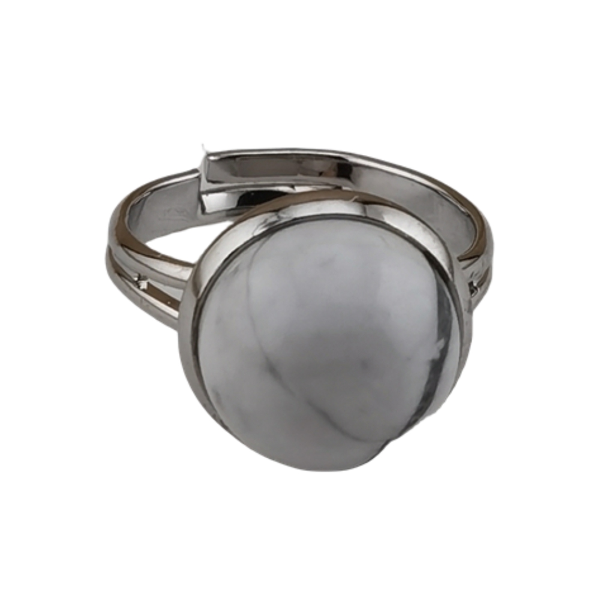 Silver Women 12MM Gemstone Rings Adjustable SR0189S