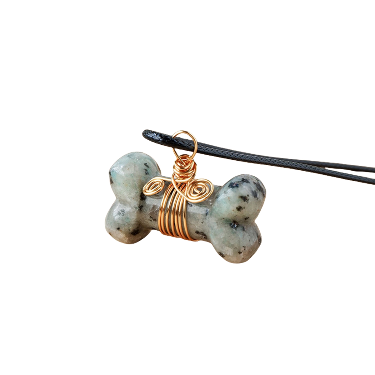 Natural Gemstone Bone Shape Pendant Healing Reiki Gem Necklace Pet Ornaments Balanced Pacification Hand Carving Bone Ornaments Dog Lovers