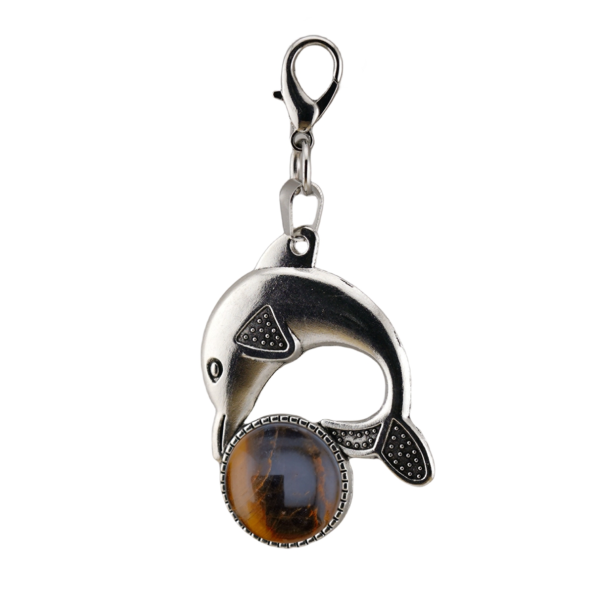 Natural Stone Dolphin Charm Pendant Dangle Charms with Lobster Clasps