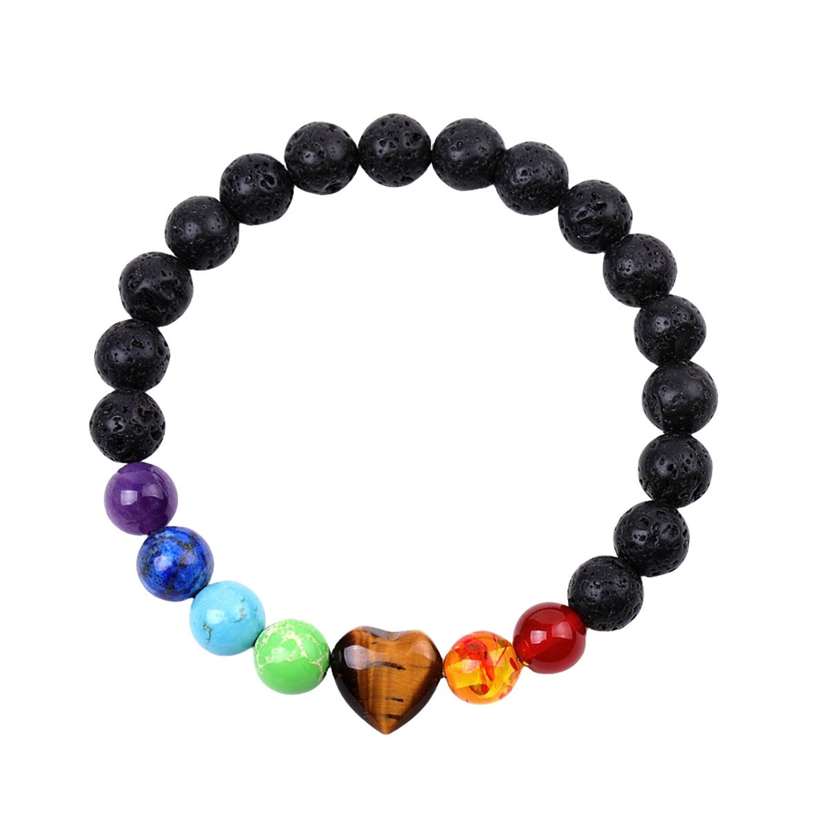 Healing Chakra Heart Stone Bracelet 8mm Beads Stretch Bangle Jewelry for Women