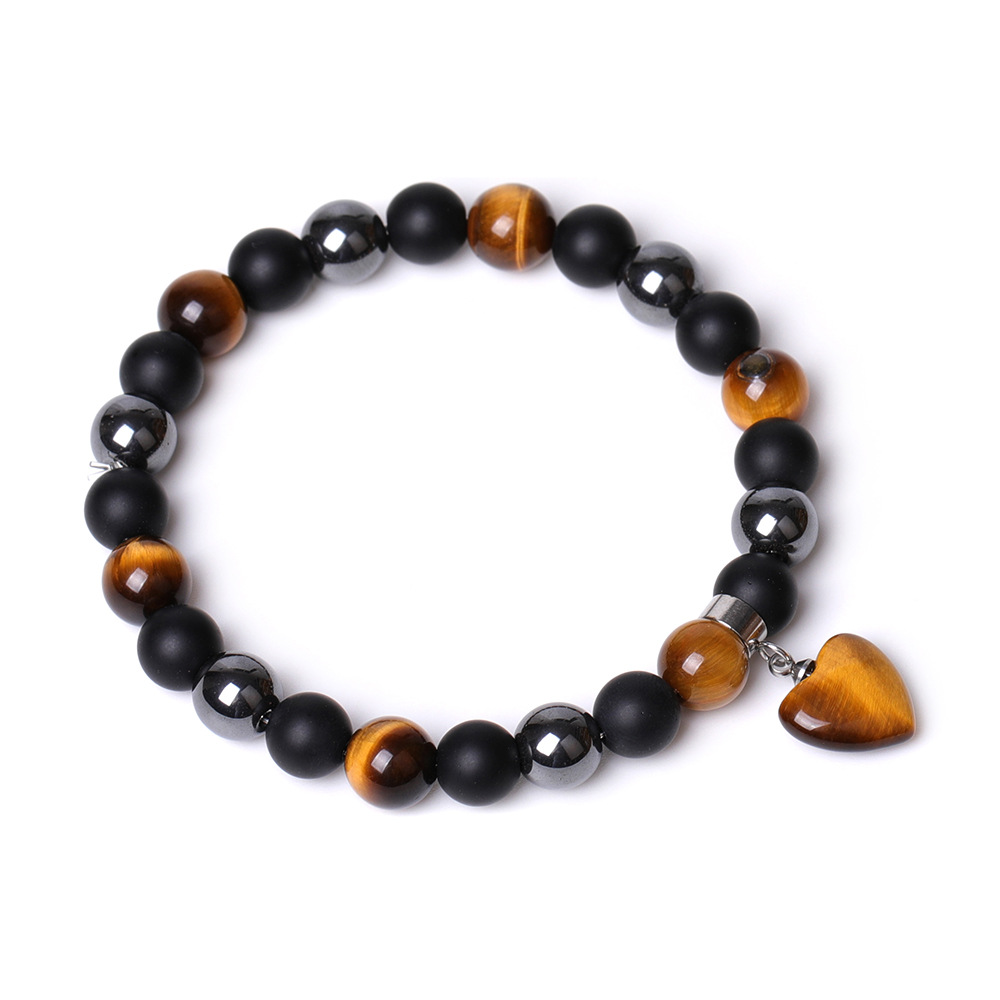 Healing Chakra Heart Stone Bracelet 8mm Beads Stretch Bangle Jewelry for Women