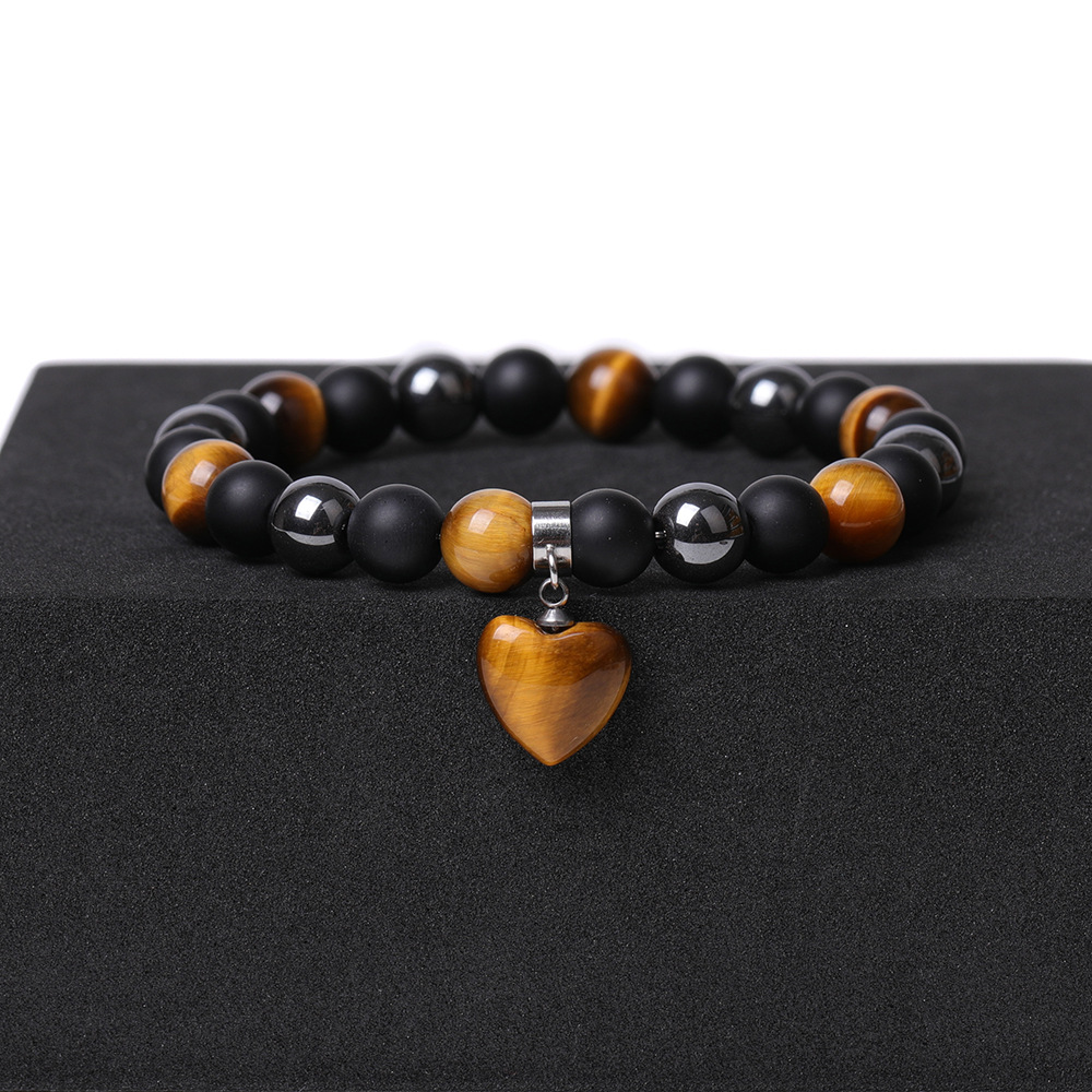 Healing Chakra Heart Stone Bracelet 8mm Beads Stretch Bangle Jewelry for Women