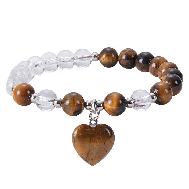 Healing Chakra Heart Stone Bracelet 8mm Beads Stretch Bangle Jewelry for Women SB2029