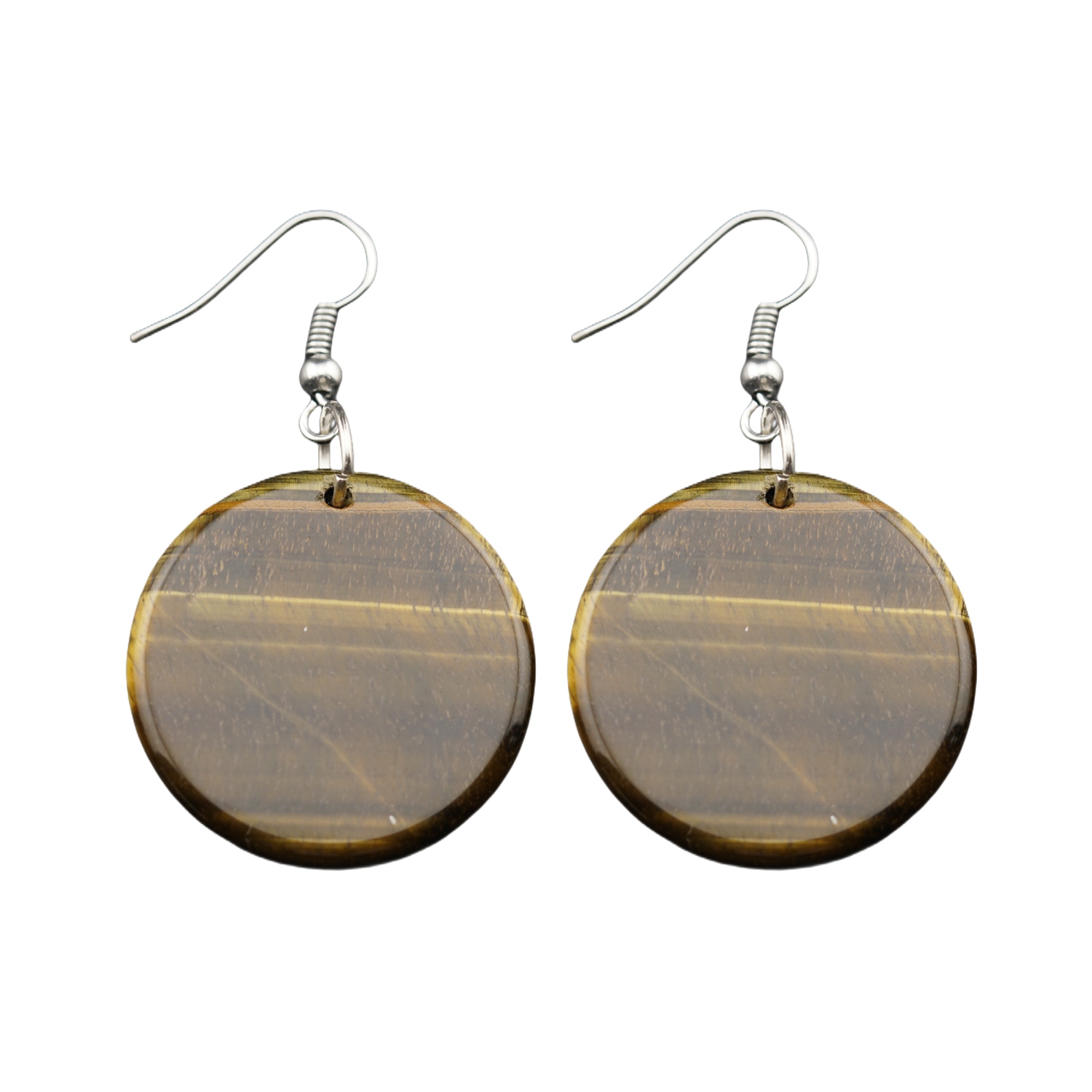 Gemstone Disc Dangle Earrings for Women Healing Chakra Crystal Lucky Circle Donut Coin SE1453S