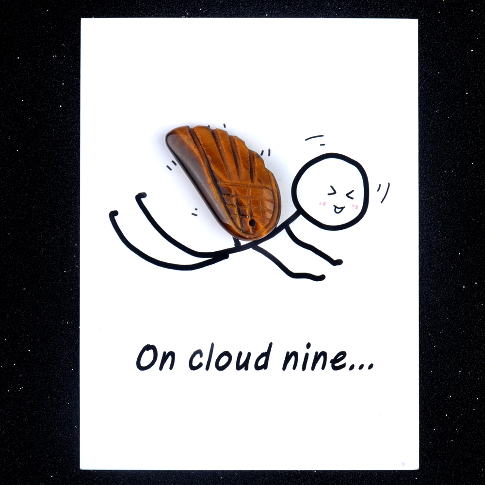 Handmade Craved Gemstone Wing Pendant SP0677-16X30MM Card Packing